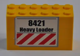 Stickered Assembly 6 x 2 x 3 with '8421 Heavy Loader' and Red and White Danger Stripes Pattern (Sticker) - Set 8421