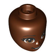 Lego Minidoll Head, Hazel Eyes and Lips print / Reddish Brown