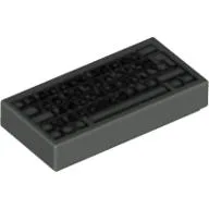 Tile 1 x 2 with Computer Keyboard Standard Print / Dark Gray