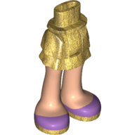 Lego Minidoll Hips and Layered Skirt with Light Nougat Legs and Medium Lavender Shoes Print / Pearl Gold