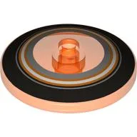 Dish 4 x 4 Inverted with Open Stud [Radar] with Black, Orange, and Metallic Silver Circles Print