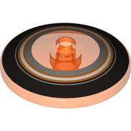 Lego Dish 4 x 4 Inverted with Open Stud [Radar] with Black, Orange, and Metallic Silver Circles Print