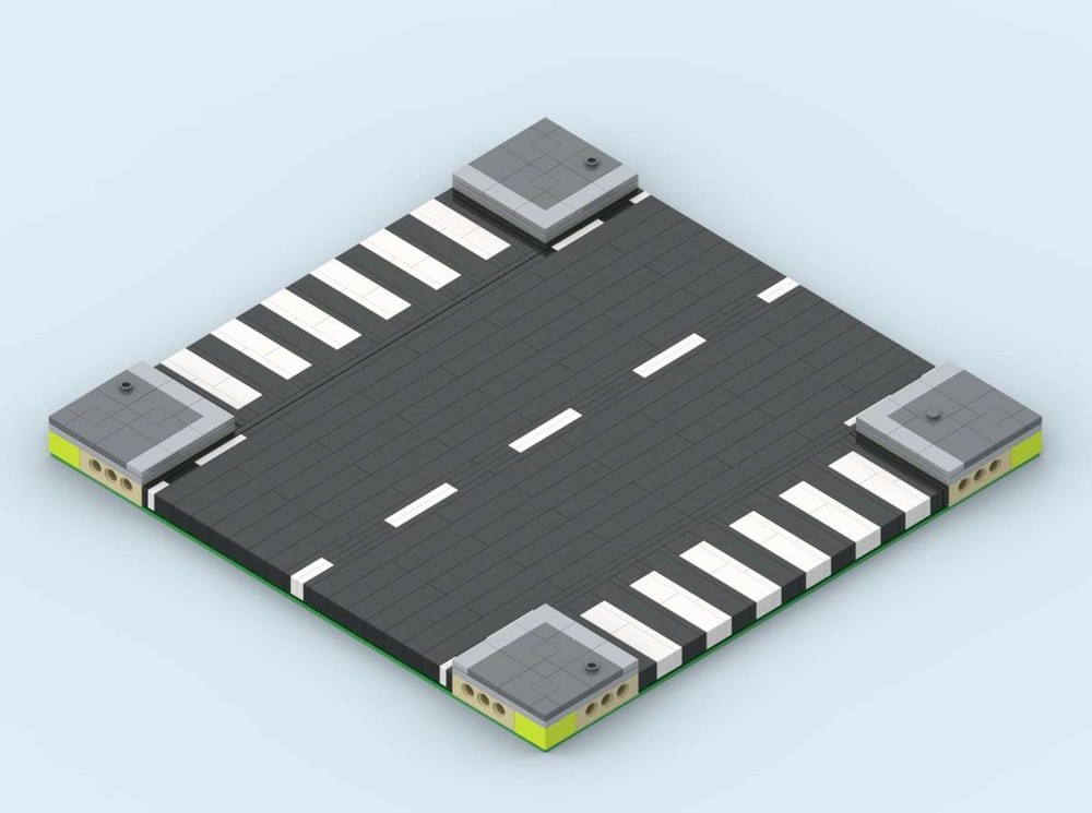 Lego MILS Road Intersection with 2 half Zebra Crossings 20 Studs Wide