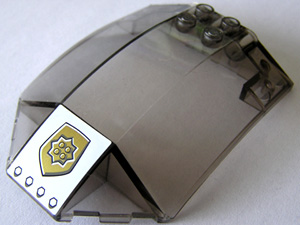 Lego Windscreen 8 x 6 x 2 Curved Sloped Sides with World City Gold Police Badge Pattern (Sticker) - Set 7031