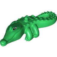 Lego Duplo Animal Alligator Type 2 - Mouth Opens, Narrow Snout (Crocodile) / Green
