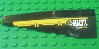 Lego Wedge 10 x 3 Left with Yellow Bar and Silver '8107' Pattern (Sticker) - Set 8107