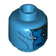 Minifig Head Nebula, Dark Bluish Gray Mechanical Parts, Dark Bluish Gray Lips Print / Dark Azure