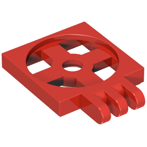 Lego Turntable 2 x 2 Plate with Hinge, Base [3 Fingers] / Red