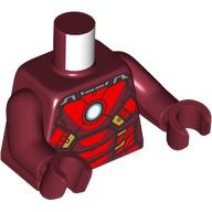 Lego Torso Armor with Red and Gold Panels, White Circle Print, Dark Red Arms and Hands / Dark Red