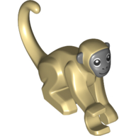 Lego Animal, Monkey / Ape / Orangutan, One Arm Out, with Light Bluish Gray Face Print / Tan
