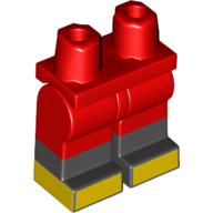 Lego Hips with Red Legs and Black Boots Pattern with Yellow Shoes Print / Red