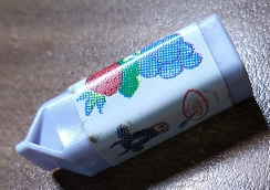 Lego Scala Accessories Carton Milk, Label with Cow, Fruits and Bowl Pattern (Sticker) - Set 3243