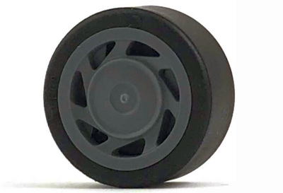 Lego Wheel 11mm D. x 6mm with 7 Slanted Spokes with Black Tire 14mm D. x 6mm Solid Smooth (30838 / 50945)