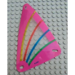 Sail, Windsurfer, 9 x 15 Triangle, with Dark Pink Border and Green, Blue, Red and Yellow Stripes Print / Trans-Clear