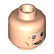 Minifig Head Gellert Grindelwald, White Eyebrows, Open Mouth / Closed Mouth Print [Hollow Stud] / Light Nougat