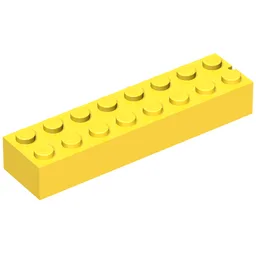 Brick 2 x 8 without Bottom Tubes, 1 End Slot / Yellow
