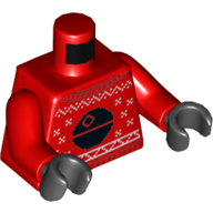 Lego Torso Sweater with Death Star (Ugly Christmas Sweater) Print, Red Arms, Black Hands / Red