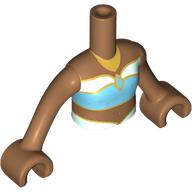 Lego Minidoll Torso Girl with Bright Light Blue/White Top, Gold Trim, Pendant print, MediumNougat Arms and Hands / Medium Nougat