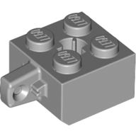 Lego Hinge Brick 2 x 2 Locking with 1 Finger Vertical and Axle Hole [X Opening] / Light Bluish Gray