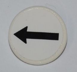 Lego Road Sign 2 x 2 Round with Clip with Black Arrow Pattern (Sticker) - Set 8126