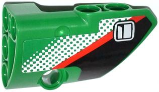 Lego Technic, Panel Fairing # 2 Small Smooth Short, Side B with Door Handle, Red Stripe and White Dot Fade Pattern (Sticker) - Set 42008
