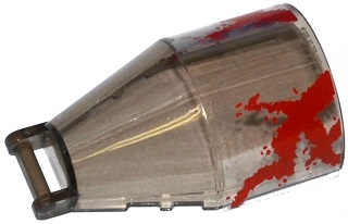 Lego Windscreen 6 x 4 x 2 Round with Bar Handle with Dark Red Necrocraft Spatter Pattern 2 on Both Sides (Stickers) - Set 76021