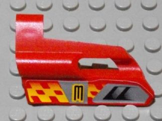 Lego Technic, Panel Fairing #24 Small Short, Small Hole, Side B with Number 3, Air Vents and Orange Checkered Racing Pattern (Sticker) - Set 8650