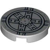 Tile Round 2 x 2 with Tie Fighter Mechanical Print / Light Bluish Gray