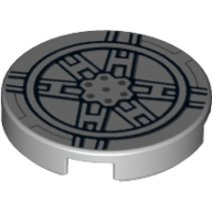 Lego Tile Round 2 x 2 with Bottom Stud Holder with Tie Fighter Mechanical Print