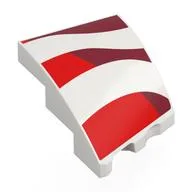 Brick Wedged, Curved 3 x 2 with Stud Notch Left with Red/Dark Red Waving Flag Stripes Print