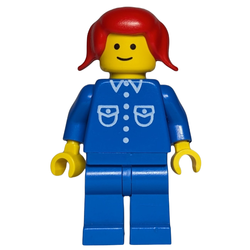 Lego Woman -Blue Jacket, Blue Legs, Red Hair