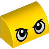 Lego Brick Curved 1 x 2 x 1 No Studs with Eyes Print / Yellow