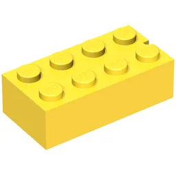 Brick 2 x 4 without Bottom Tubes, Slotted (with 1 slot) / Yellow