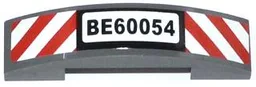 Slope, Curved 4 x 1 x 2/3 Double with 'BE60054' and Red and White Danger Stripes Pattern (Sticker) - Set 60054