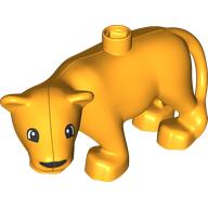 Lego Duplo Animal Lion Adult Female with Head turned Left with Black Eyes print / Bright Light Orange