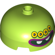 Lego Brick Round 3 x 3 Dome with Center Stud with Face with Four Eyes, Big Smile with Two Teeth Print