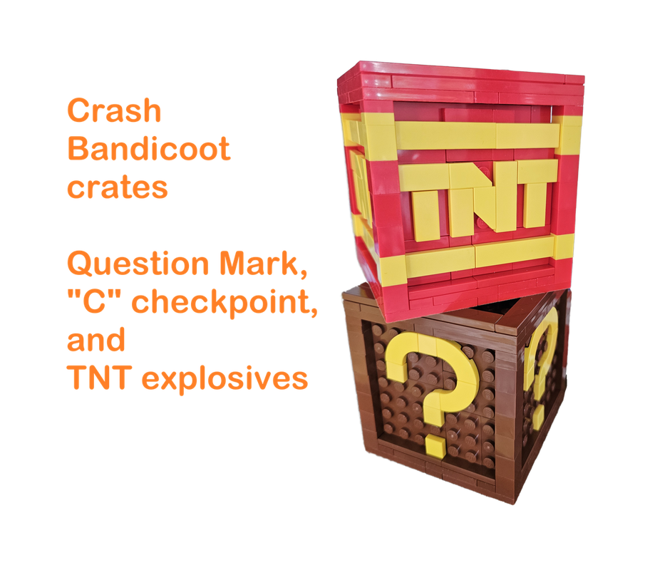 Lego Crash Bandicoot Crates - TNT, Question mark and C