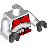Lego Torso Armor Clone Trooper with Red Mark 'Shock Trooper' Print, White Arms, Black Hands / White