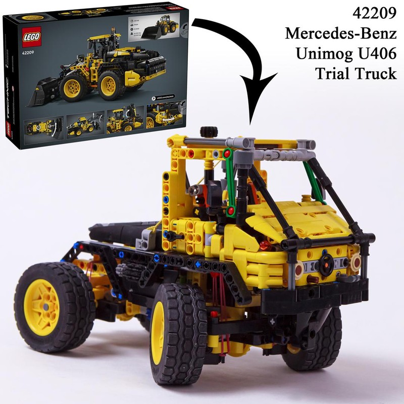 Lego Mercedes-Benz Unimog U406 Trial Truck (42209 Volvo L120 Electric Wheel Loader b-model)