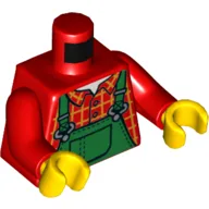 Torso, Plaid Shirt with Green Overalls Print, Red Arms, Yellow Hands / Red
