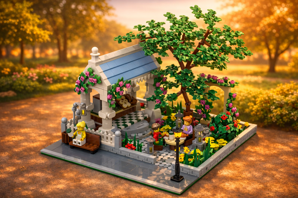 Lego Modular Garden with Coffee Shop