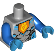 Lego Torso Armour, Orange Pentagon with Yellow Lion Print, Blue Arms, Dark Azure Hands / Light Bluish Gray