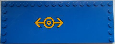 Lego Tile, Modified 6 x 16 with Studs on Edges with Train Logo Bright Light Orange Pattern Right (Sticker) - Set 60052