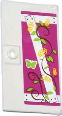 Lego Door 1 x 4 x 6 with Stud Handle with Nailed Wooden Boards, Rose Vines and Green Butterfly Pattern Model Left Side (Sticker) - Set 41039
