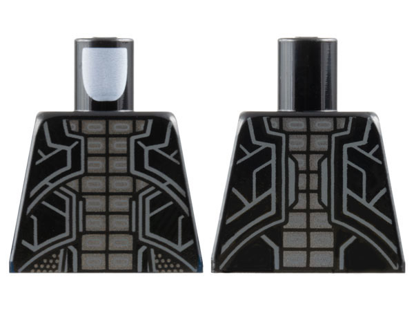 Lego Torso Armor with Sloping Panels with Dark Bluish Gray Edges over Dark Silver Grid of Rectangles Pattern