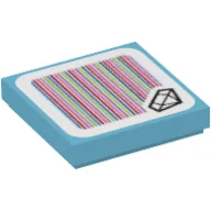 Tile 2 x 2 with Diamond (Jewel) and Barcode Print (Sticker) / Medium Azure