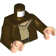 Lego Torso Jacket, Tan Tunic, Belt print, Dark Brown Arms, Light Nougat Hands / Dark Brown