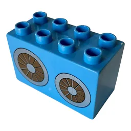 Duplo Brick 2 x 4 x 2 with Wheels Print / Medium Blue