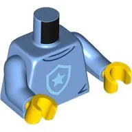 Torso, Bright Light Blue Police Badge Print, Medium Blue Arms, Yellow Hands / Medium Blue