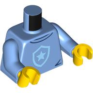 Lego Torso, Bright Light Blue Police Badge print, Medium Blue Arms, Yellow Hands / Medium Blue